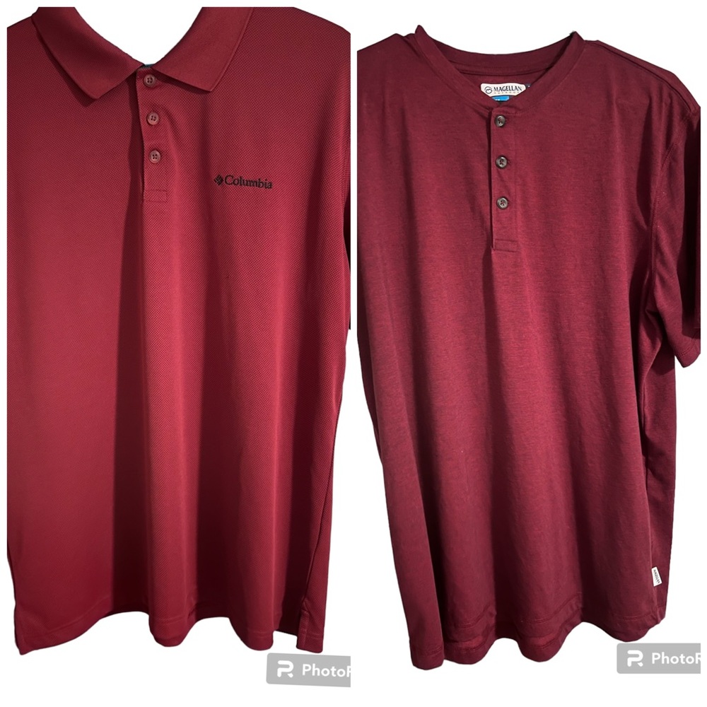 2 Men’s Shirts | COLUMBIA Polo + MAGELLAN Henley | L